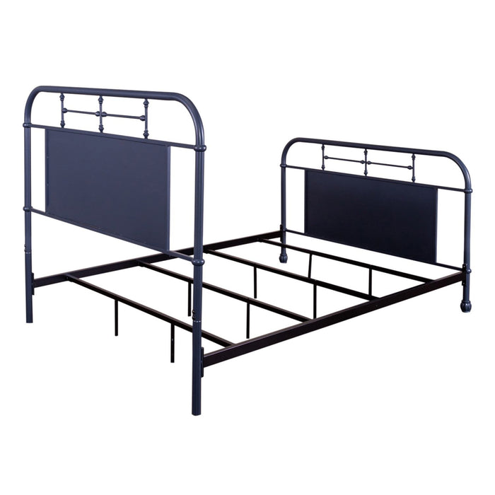 Vintage Series Queen Metal Bed in Navy