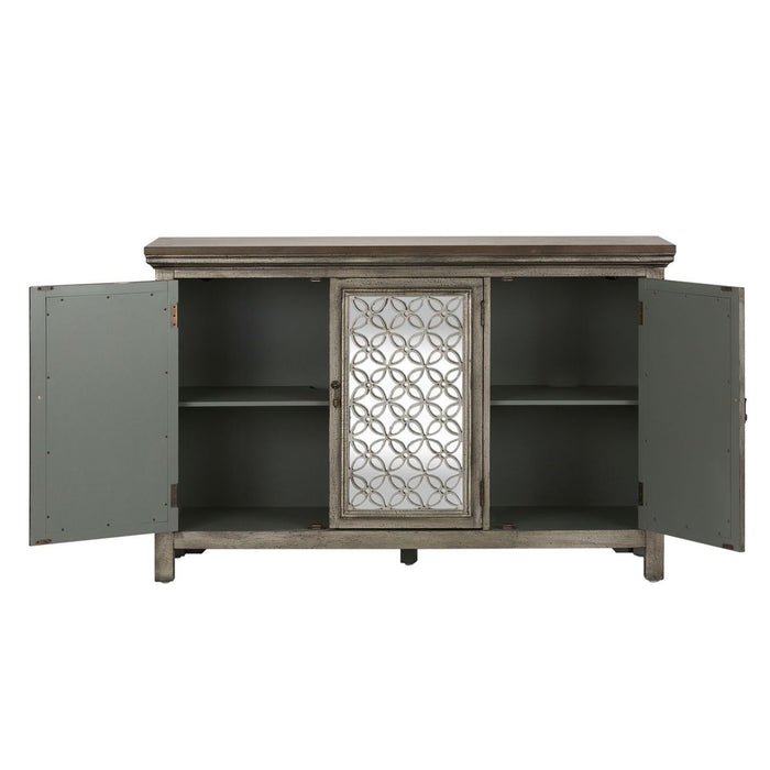 Liberty Furniture Westridge 3 Door Accent Cabinet in Wire Brushed Gray and White