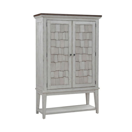 Liberty Furniture River Place Bar Cabinet in Riverstone White & Tobacco EST SHIP TIME APPX 4 WEEKS image