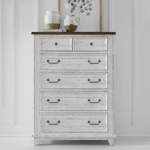 River Place 6 Drawer Chest in Riverstone White and Tobacco image