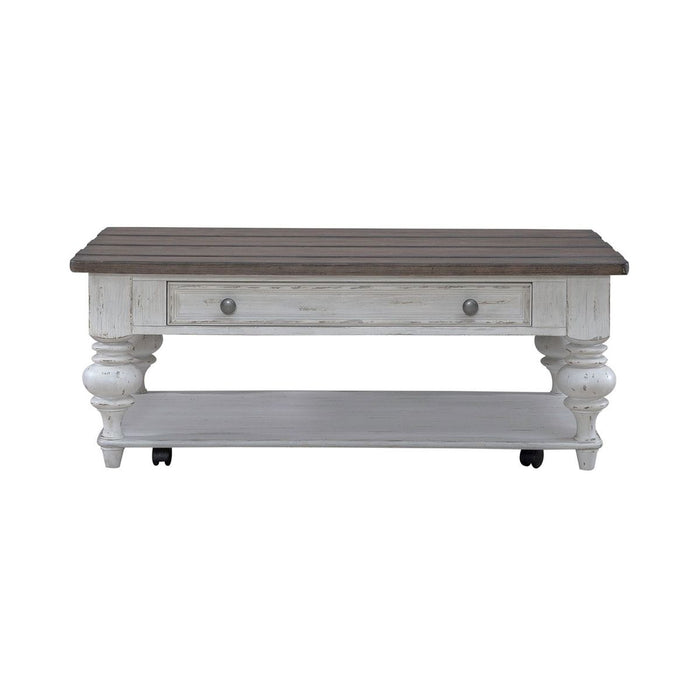 Liberty Furniture River Place Cocktail Table in Riverstone White & Tobacco