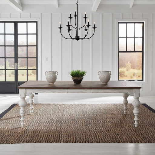 River Place Rectangular Leg Table in Riverstone White & Tobacco image