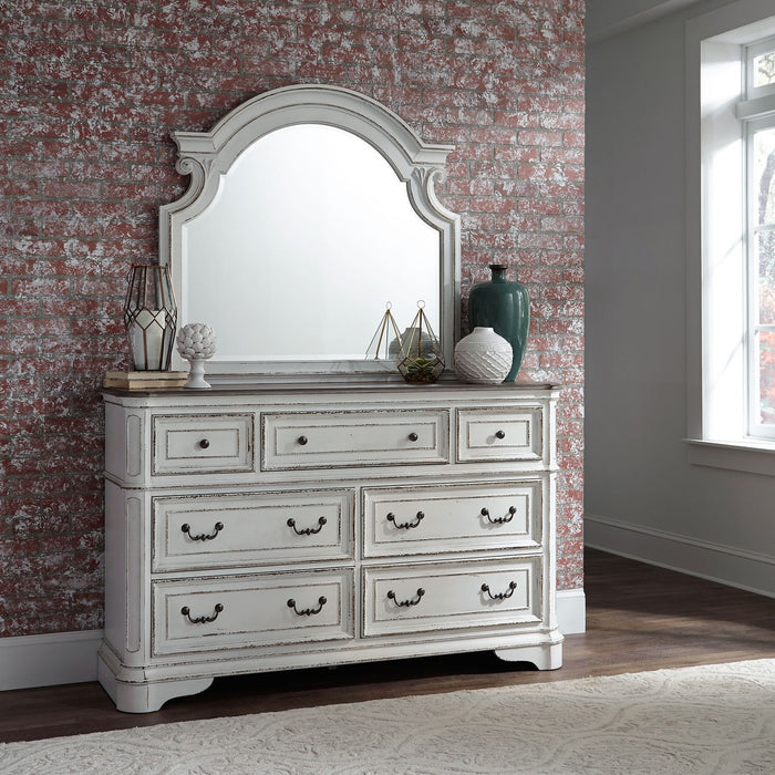 Magnolia Manor Queen Uph Bed, Dresser & Mirror, Night Stand