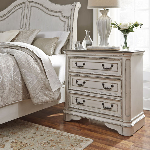 Magnolia Manor 3 Drawer Bedside Chest in Antique White image