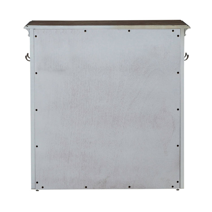 Liberty Furniture Magnolia Manor Pet Feeder Cabinet in Antique White & Weathered Bark EST SHIP TIME APPX 4 WEEKS