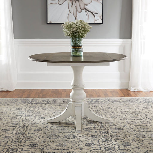 Magnolia Manor Drop Leaf Table in Antique White Base w/ Weathered Bark Tops image