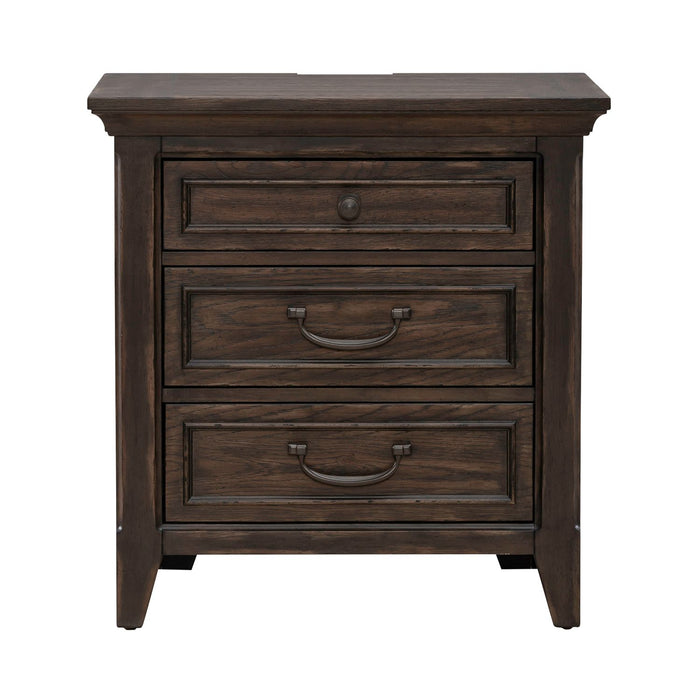 Paradise Valley Nightstand with Charging Station in Saddle Brown