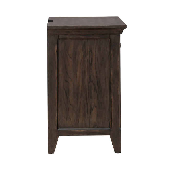 Paradise Valley Nightstand with Charging Station in Saddle Brown