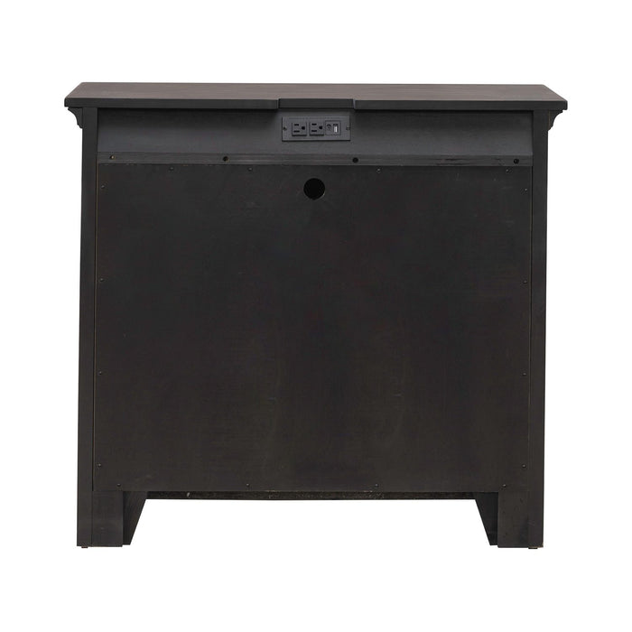 Paradise Valley 2 Door Bedside Chest with Charging Station in Saddle Brown