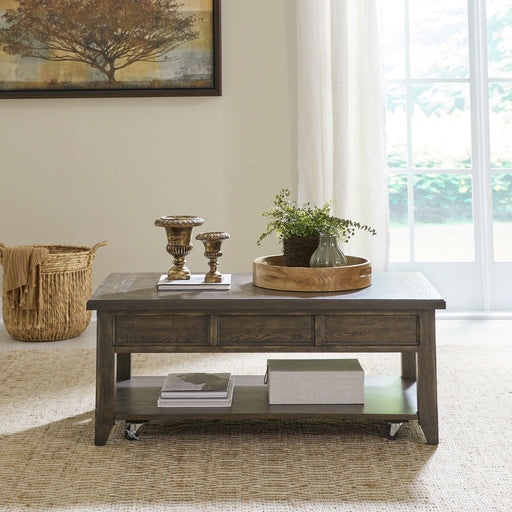 Paradise Valley Lift Top Cocktail Table in Saddle Brown image
