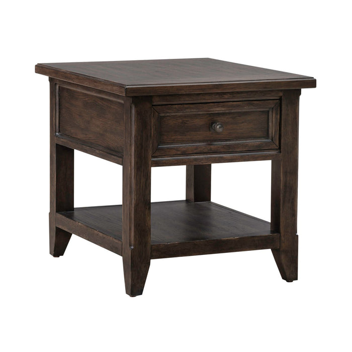 Paradise Valley Rectangular End Table in Saddle Brown
