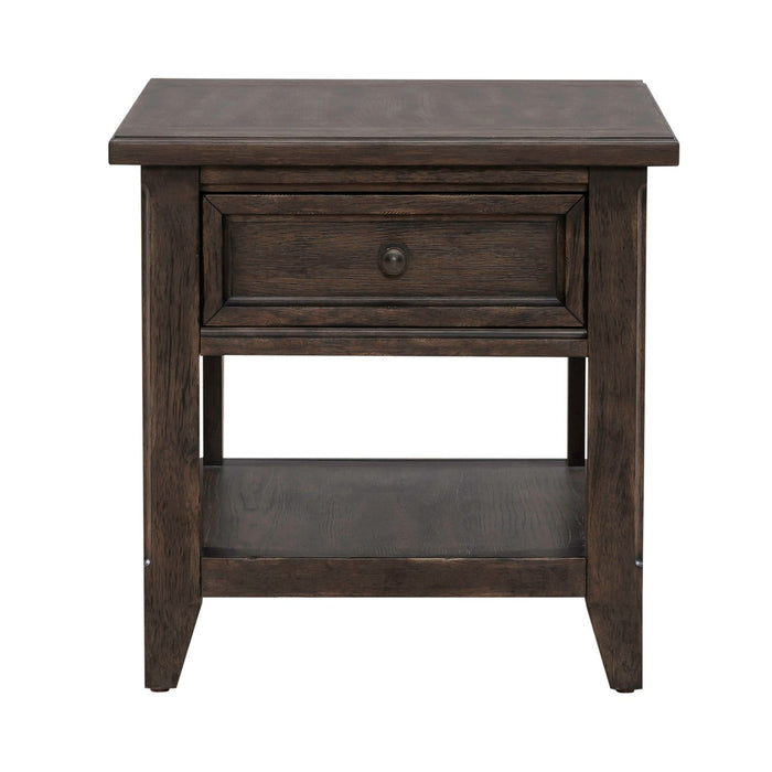 Paradise Valley Rectangular End Table in Saddle Brown