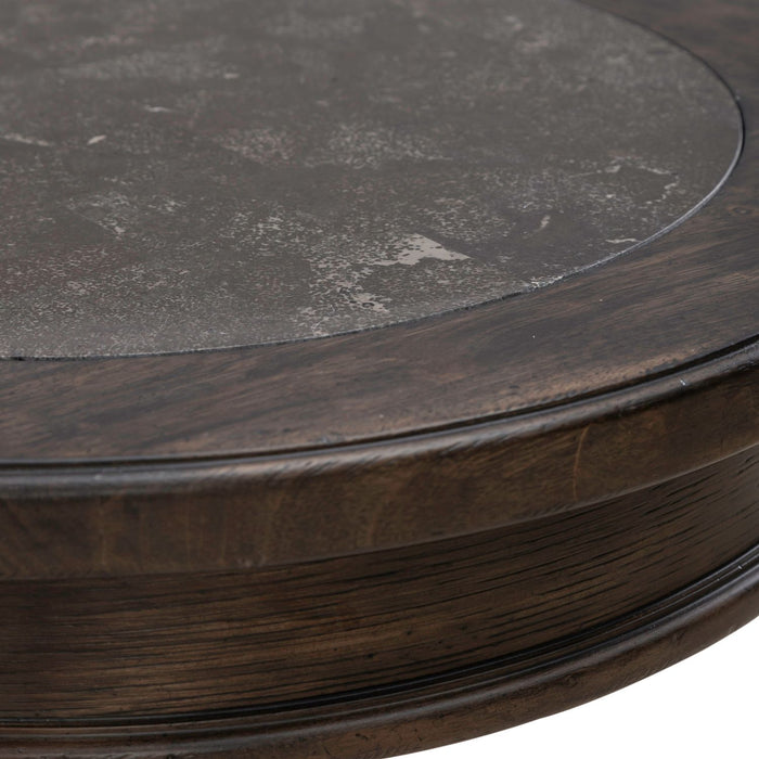 Paradise Valley Round Chairside Table in Saddle Brown