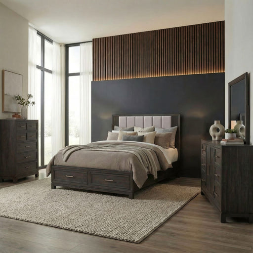Modern Edge Queen Storage Bed, Dresser & Mirror, Chest image