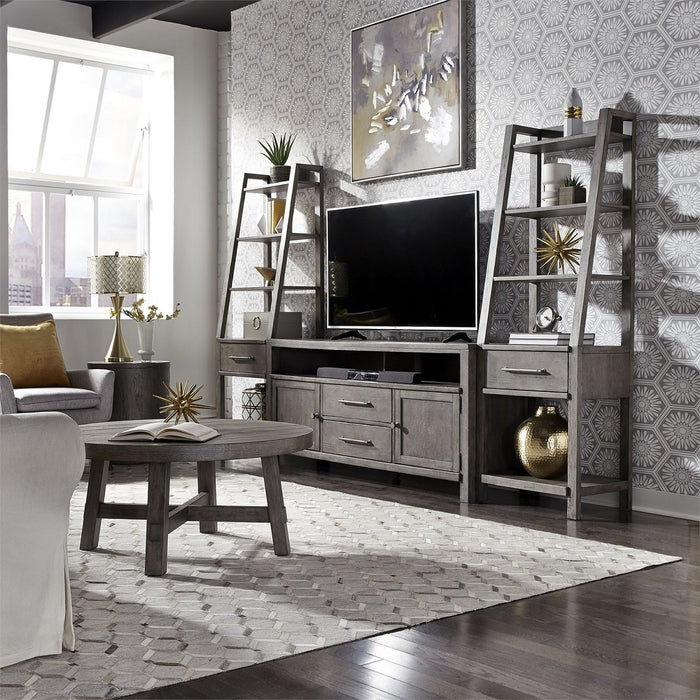 Liberty Modern Farmhouse 66" Entertainment Center with Piers in Dusty Charcoal