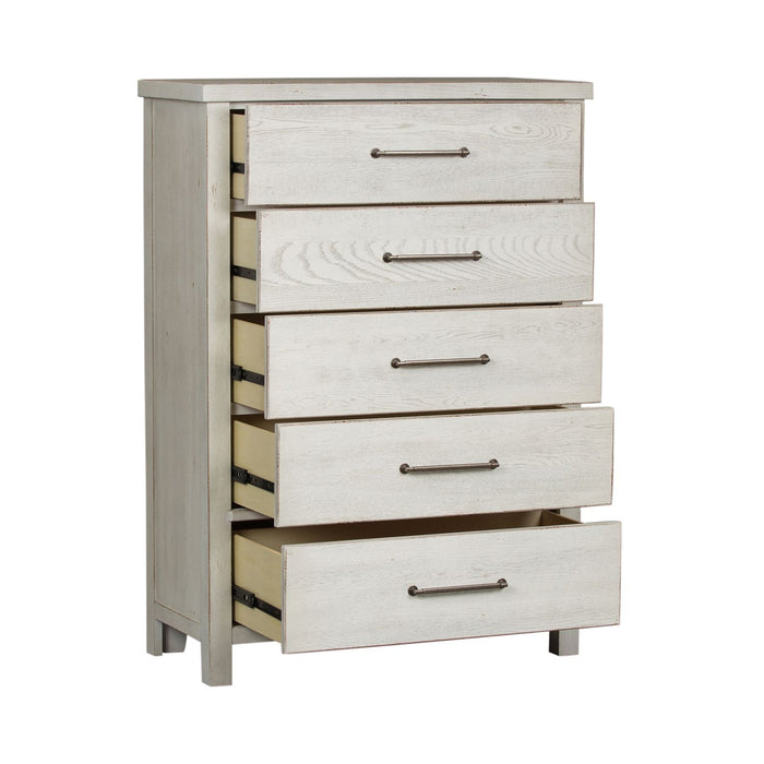 Modern Farmhouse 5 Drawer Chest in White