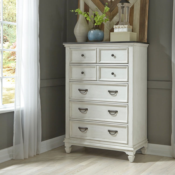 Allyson Park Queen Panel Bed, Dresser & Mirror, Chest, Night Stand
