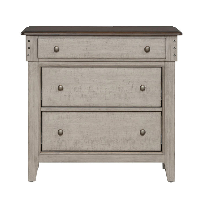 Ivy Hollow 3 Drawer Bedside Chest w/ Charging Station in Weathered Linen