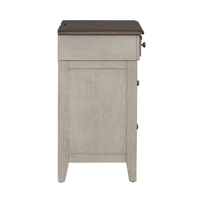 Ivy Hollow 3 Drawer Bedside Chest w/ Charging Station in Weathered Linen