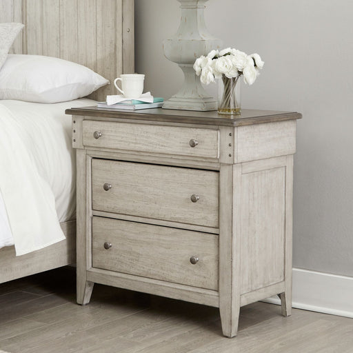 Ivy Hollow 3 Drawer Bedside Chest w/ Charging Station in Weathered Linen image
