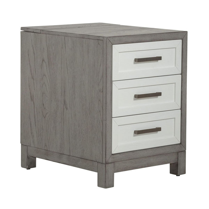 Liberty Furniture Palmetto Heights 3 Drawer Chairside Table in Shell White & Driftwood image