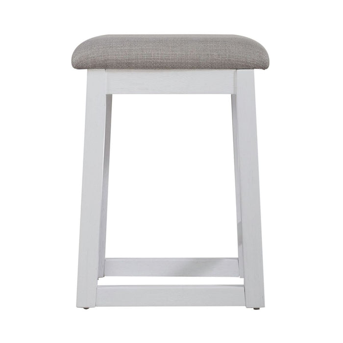Liberty Furniture Palmetto Heights Upholstered Swivel Stool in Shell White & Driftwood image