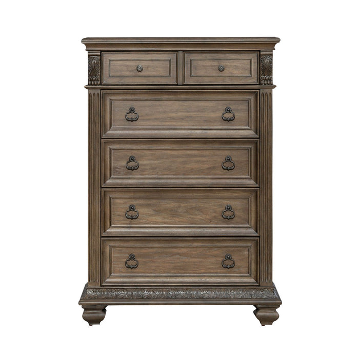 Carlisle Court 5 Drawer Chest in Chestnut with Dusty Wax