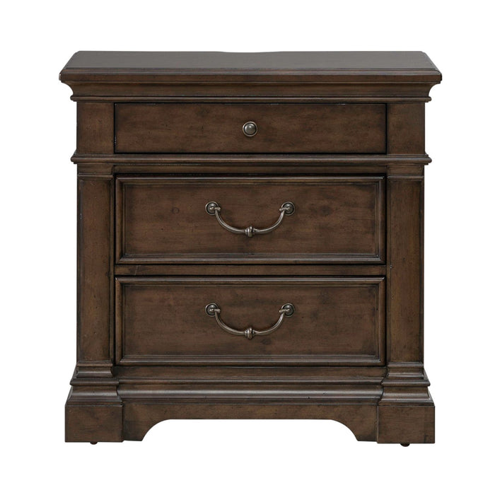 Arden Road Nightstand with Charging Station in Satin Cherry