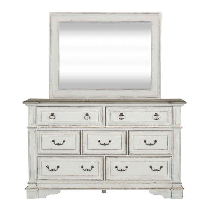 Abbey Park King California Panel Bed, Dresser & Mirror, Chest