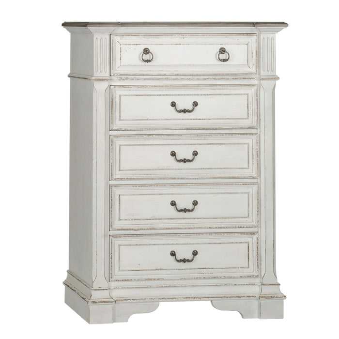Abbey Park King Panel Bed, Dresser & Mirror, Chest, Night Stand