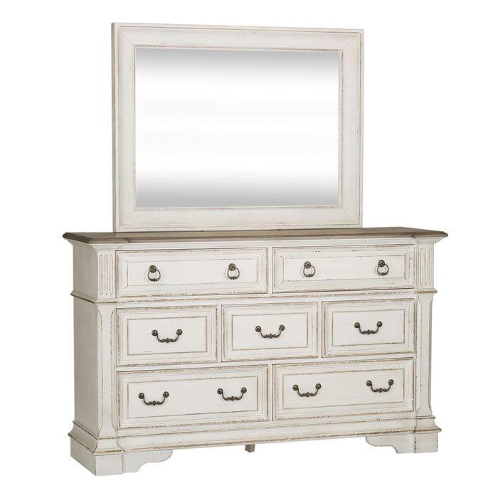 Abbey Park Queen Panel Bed, Dresser & Mirror, Chest