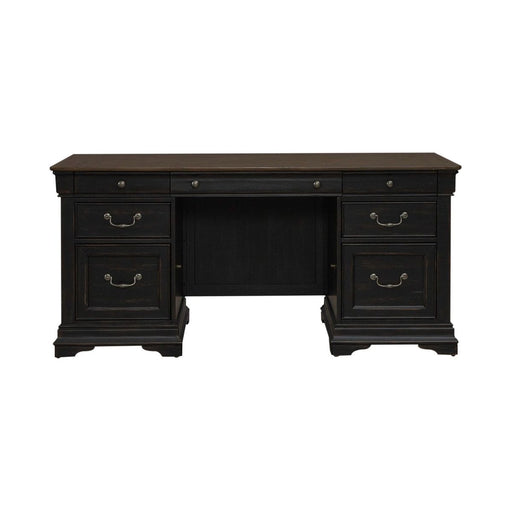 Liberty Furniture Meritage Junior Executive Desk in Aged Charcoal w/ Rub Thru/Caramel image