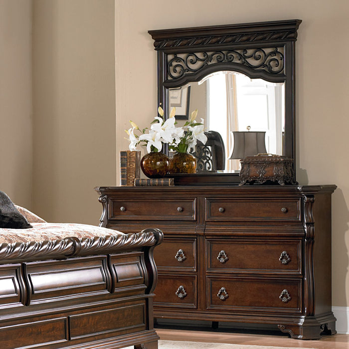 Arbor Place Queen Sleigh Bed, Dresser & Mirror