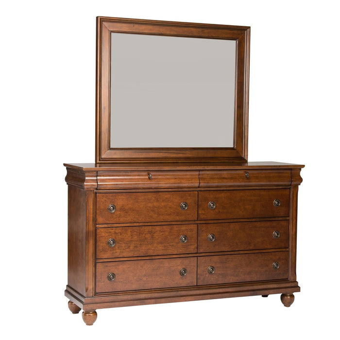 Rustic Traditions King California Sleigh Bed, Dresser & Mirror, Chest