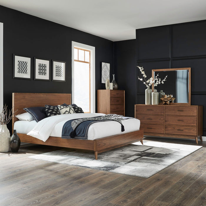 Century Modern Queen Platform Bed, Dresser & Mirror, Chest image