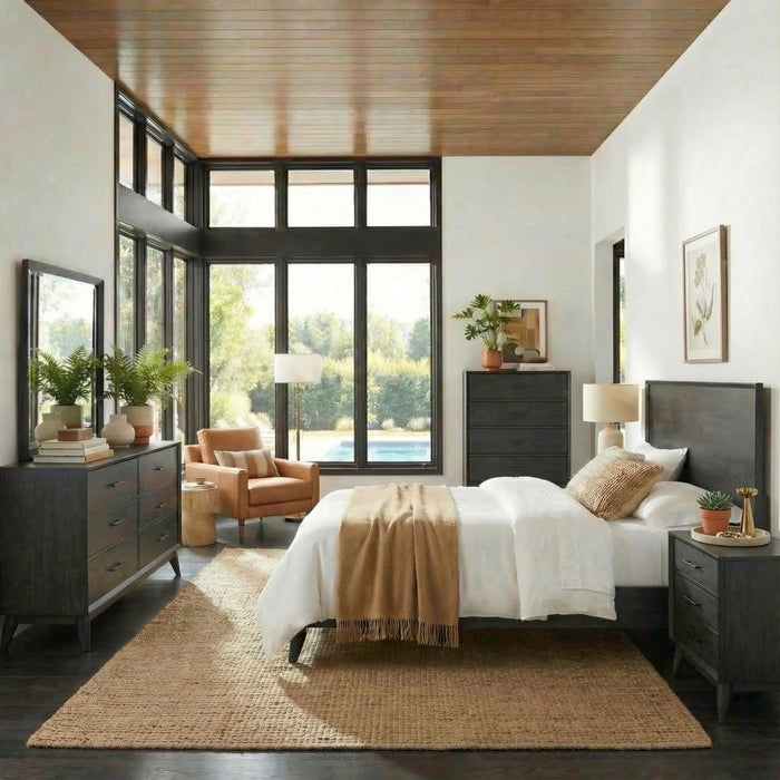 Century Modern Queen Platform Bed, Dresser & Mirror, Chest, Night Stand image