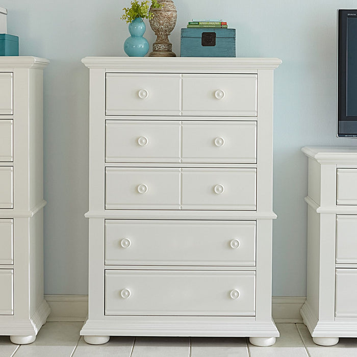 Summer House 5 Drawer Chest in Oyster White image