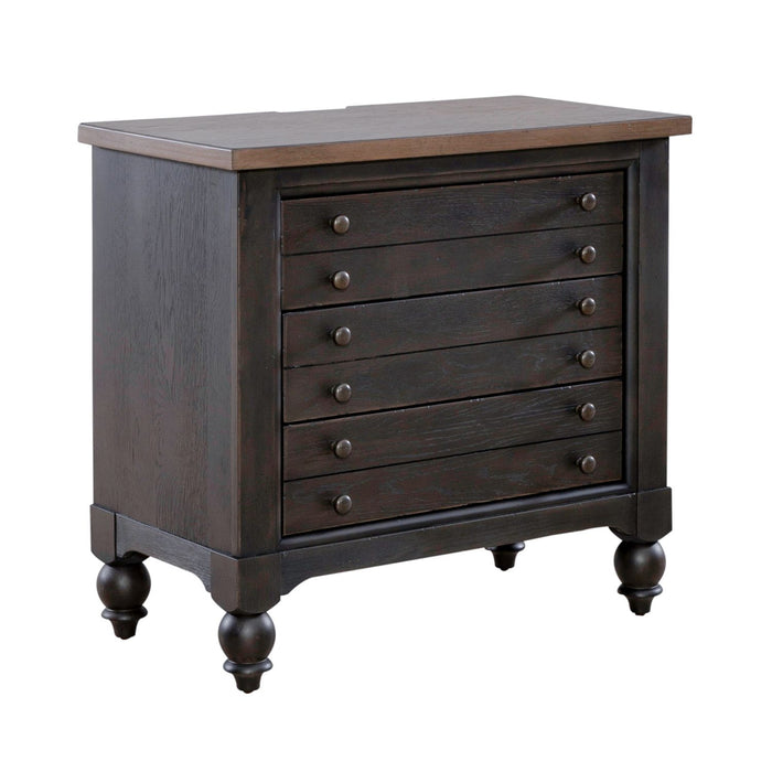 Americana Farmhouse 6 Drawer Bedside Chest in Black