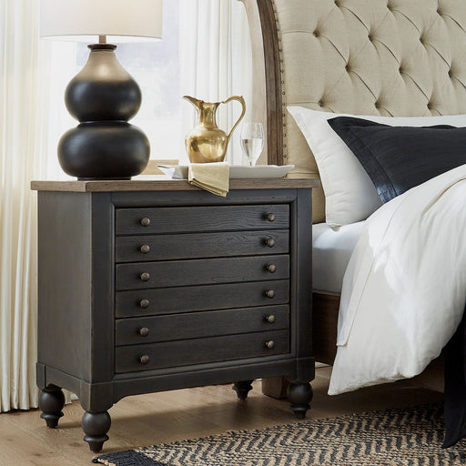 Americana Farmhouse 6 Drawer Bedside Chest in Black image