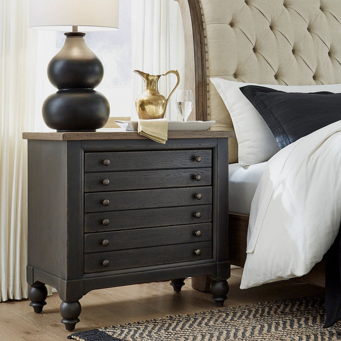 Americana Farmhouse 6 Drawer Bedside Chest in Black image