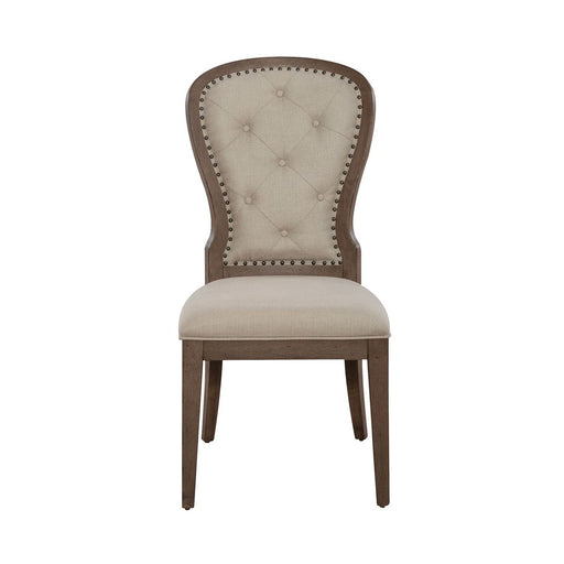 Liberty Furniture Americana Farmhouse Uph Tufted Back Side Chair (Set of 2) in Dusty Taupe & Black image