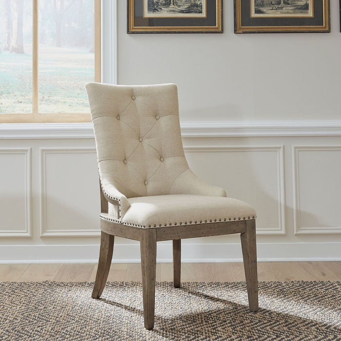 Liberty Furniture Americana Farmhouse Uph Shelter Side Chair (Set of 2) in Dusty Taupe & Black