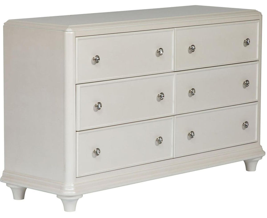Liberty Furniture Stardust 6 Drawer Dresser in Iridescent White
