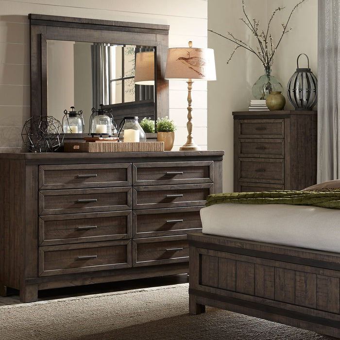 Thornwood Hills King Two Sided Storage Bed, Dresser & Mirror, Chest