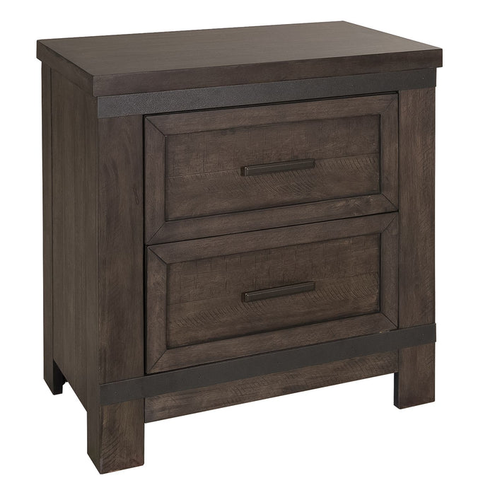 Thornwood Hills King Two Sided Storage Bed, Dresser & Mirror, Chest, Night Stand