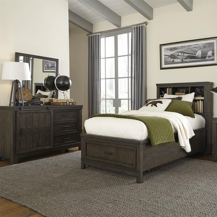 Liberty Furniture Thornwood Hills Barn Door Dresser in Rock Beaten Gray