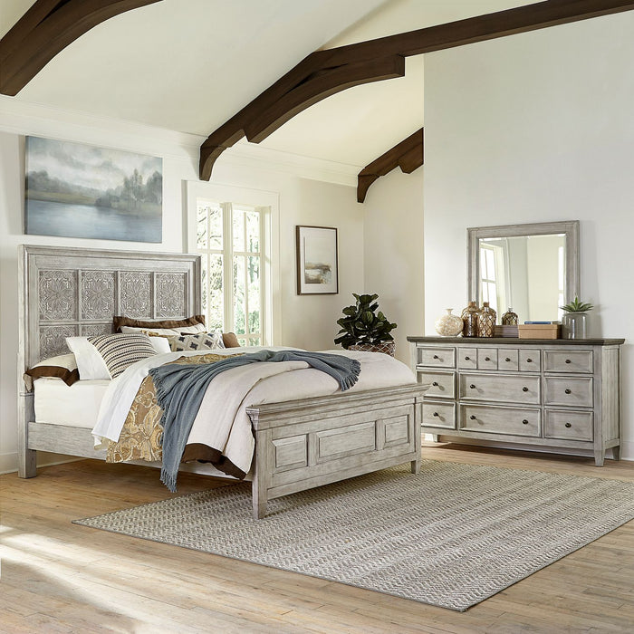 Heartland Opt Queen Panel Bed, Dresser & Mirror image