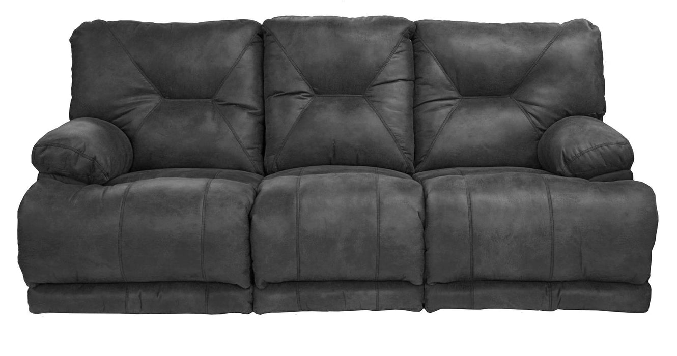 Catnapper Voyager Power Lay Flat Reclining Sofa with Drop Down Table in Slate