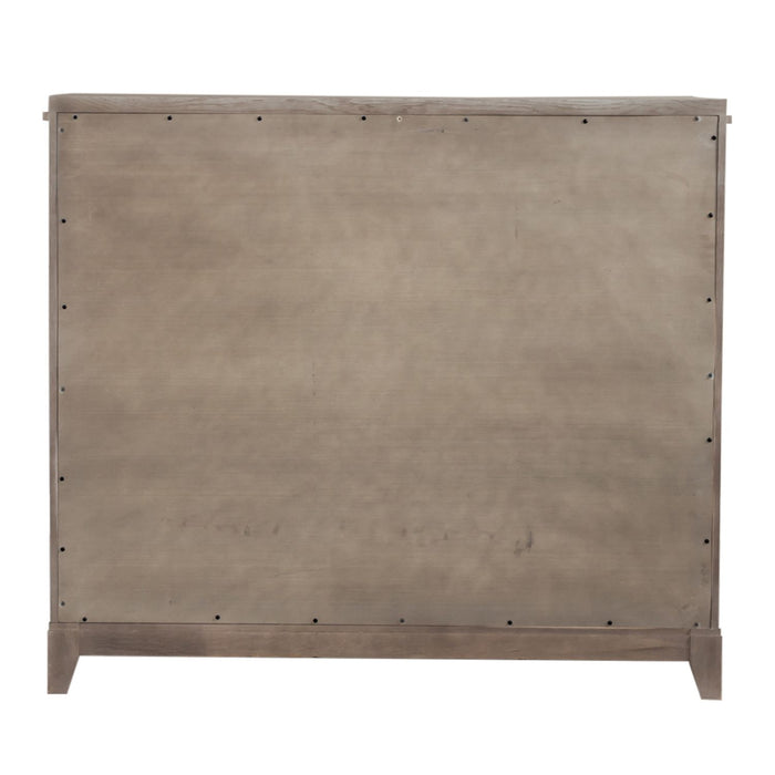 Belmar 9 Drawer Bureau Dresser in Washed Taupe and Silver Champagne image