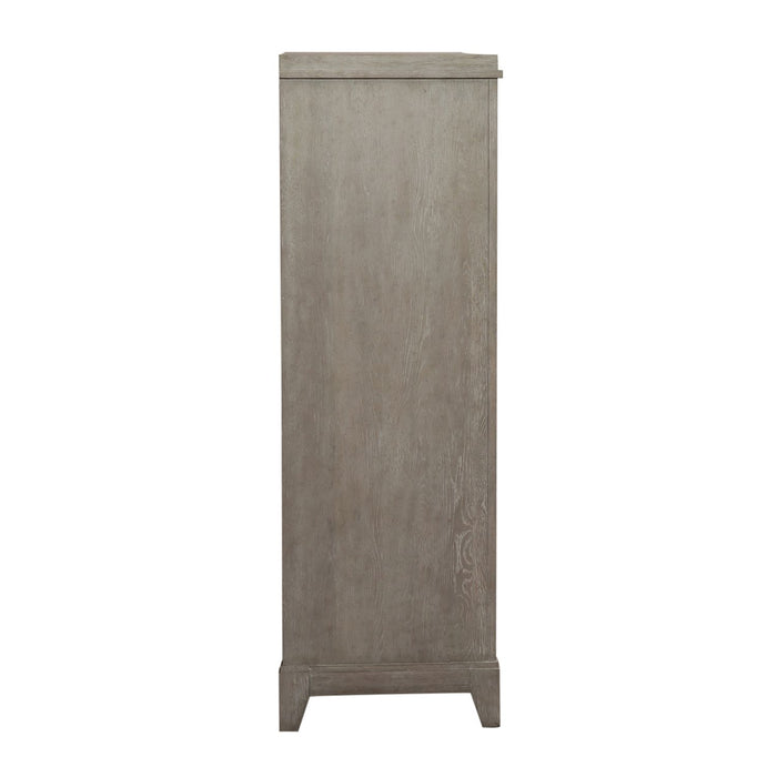 Belmar 5 Drawer Chest in Washed Taupe and Silver Champagne
